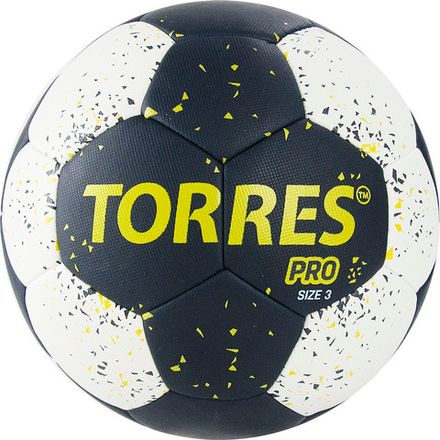 Мяч ганд. TORRES PRO, H32163, р.3, ПУ, 4 подкл. слоя, гибрид. сшивка, черно-бел-желт
