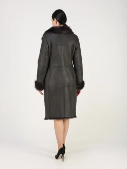 Дубленка зимняя натуральная с капюшоном длинная