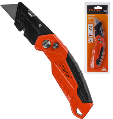 Нож универсальный складной с трапец. лезвием STARTUL PROFI (ST0950)