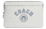 COACH Coated Canvas Clutch Laptop Bag Large Women"s Chalk White & Indigo