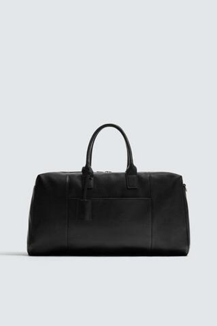 ZARA ДОРОЖНАЯ СУМКА ИЗ КОЖИ, ЧЕРНЫЙ