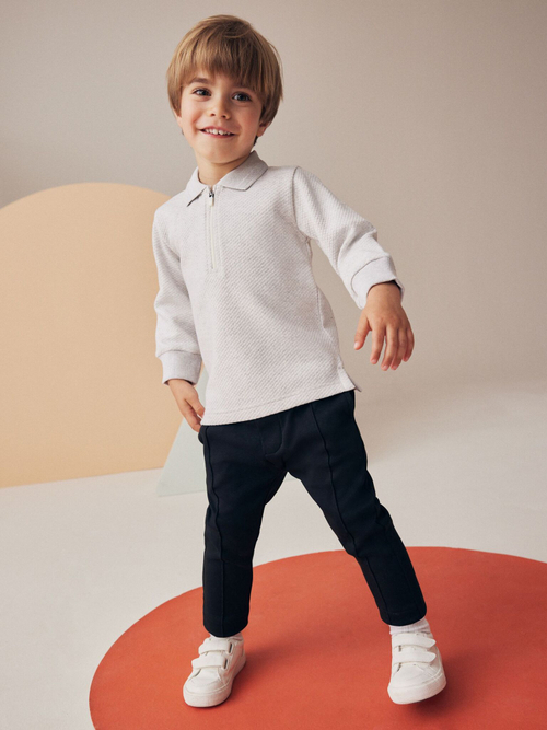 Поло с длинным рукавом и спортивные брюки в комплекте для мальчика Next 948-973, Светло-серый, Черный