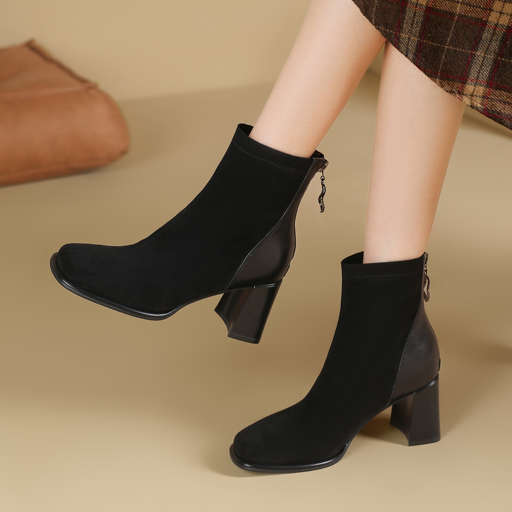 SAFIYA Stretch & Sock Boots Women"s Black/Brown