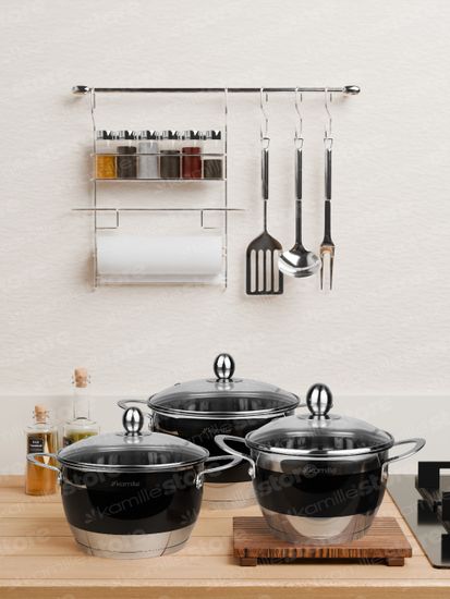 Набор кастрюль 6 предметов 2 л; 2,7 л; 3,6 л. Kamille KM 5765 из нержавеющей стали