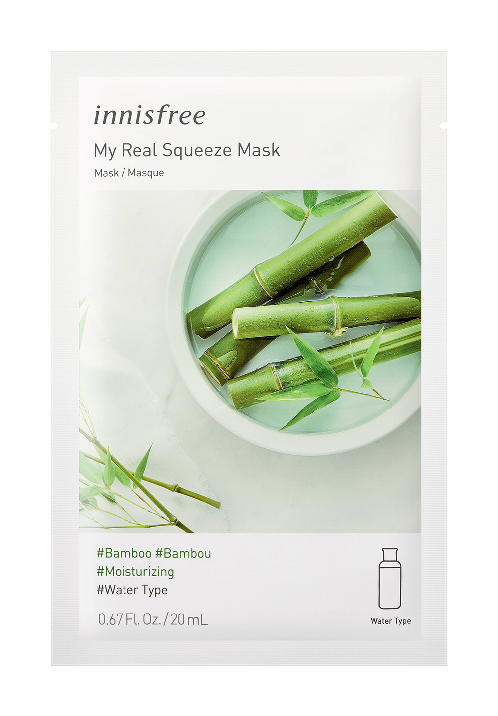 Маска для лица Innisfree My Real Squeeze Mask EX Bamboo тканевая с экстрактом бамбука 20 мл