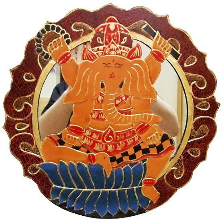 Зеркало - панно Ганеша дерево, 40 см.