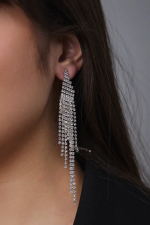 Серьги пусеты длинные с кристаллами №7