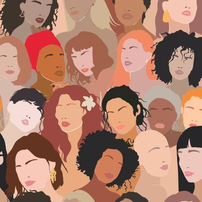 принт с женскими лицами к 8 марта