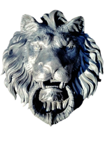 Кованый элемент Лев литой с кольцом, под покраску 45х42 (15 см), вес 7 кг.