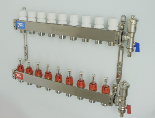 Колл. группа БЕЗ КРАНОВ (КВАДРАТ,нерж) с расход.  9-вых. ViEiR (3/1шт) Т