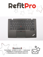 Верхняя панель с клавиатурой (топкейс) для ноутбука Lenovo ThinkPad X1 Carbon 3rd Gen FingerPrint, черная, с подсветкой, раскладка - Индия (00HT336)