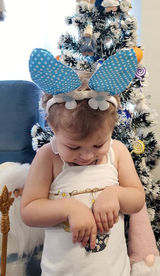 Уши Зайца, белый с голубым