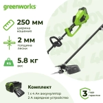 Аккумуляторный триммер Greenworks GD40BCK4 40В (1 x 4 Ач, ЗУ) захват 250 мм, 5.8 кг, 1301507UB