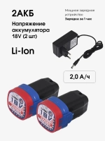 JONSER Дрель-шуруповерт, 18 В, 50 Нм, 2 АКБ