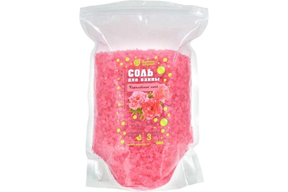 СОЛЬ ДЛЯ ВАННЫ БАННЫЕ ШТУЧКИ КОРОЛЕВСКИЙ ПИОН 1 КГ В ДОЙ ПАК 33563