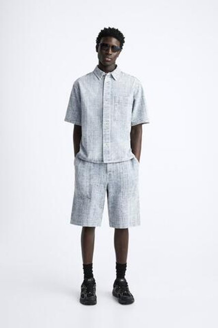 ZARA ДЖИНСОВАЯ РУБАШКА, ГОЛУБОЙ