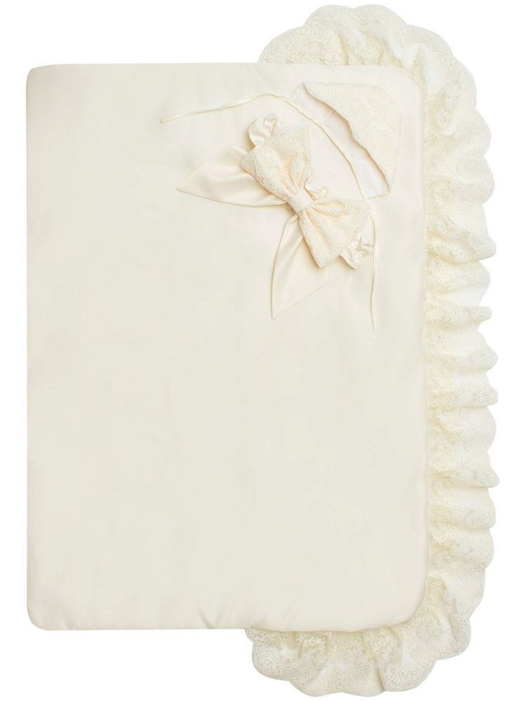 Летний конверт-одеяло на выписку &quot;Милан&quot; (молочный с молочным кружевом)