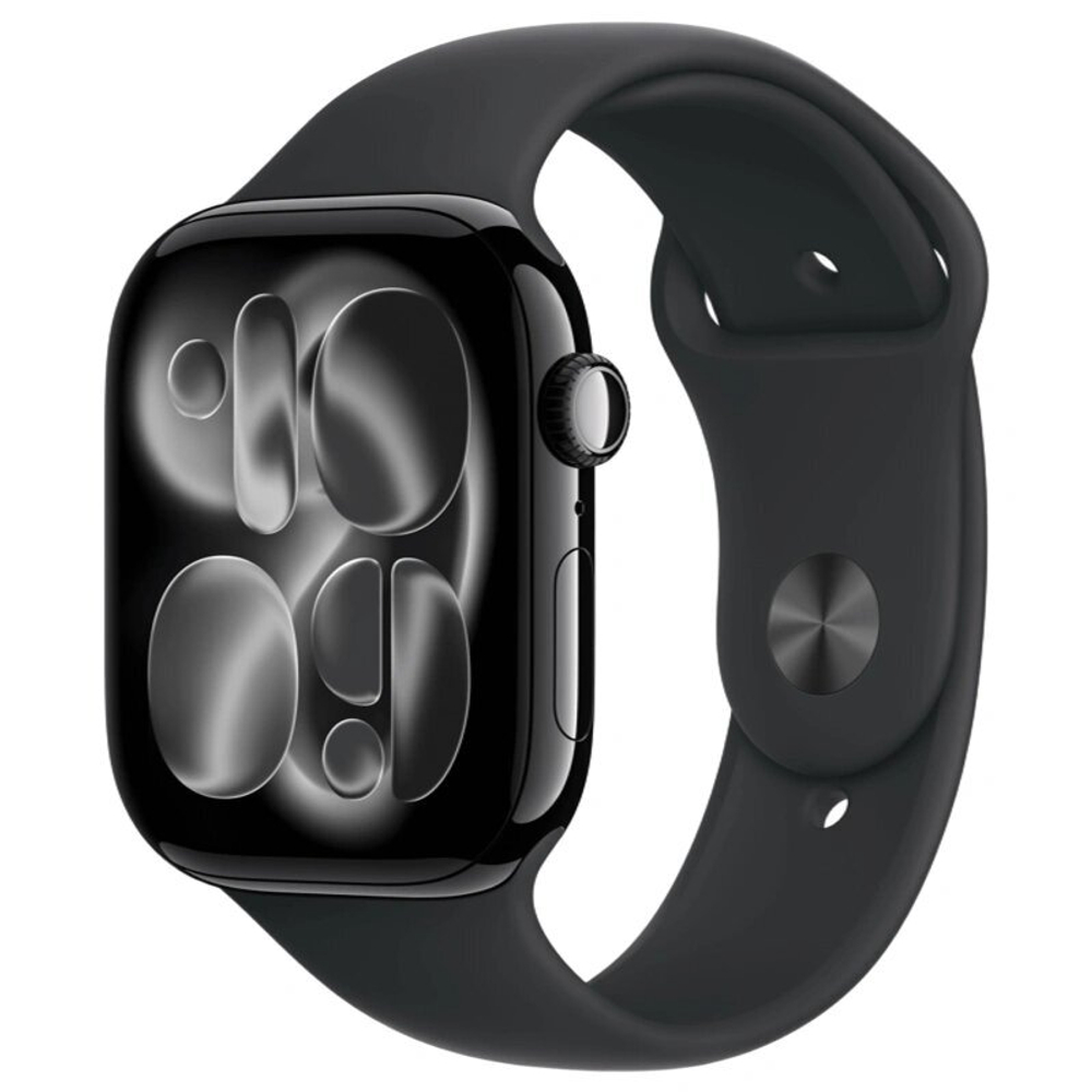 Умные часы Apple Watch Series 11, 46 мм, алюминий цвета «Jet Black», спортивный ремешок "Black", M/L (MEUX4)