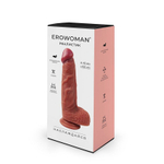 Телесный фаллоимитатор с мошонкой на присоске - 21 см. (Цвет: телесный)