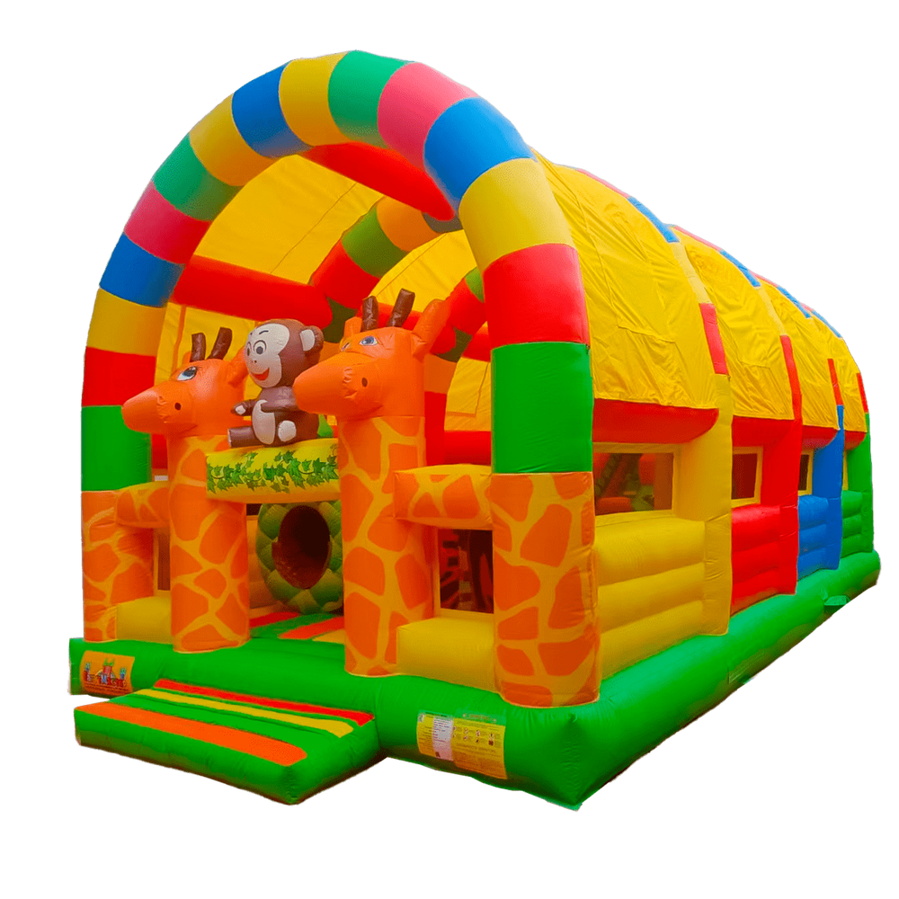 Коммерческий надувной батут «Страна Сафария 2» с крышей и высокими горками, 10x5x5 м