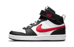 Middle-aged children Nike Court Borough Mid 2 casual non-slip wear-resistant mid-top sneakers black and white red