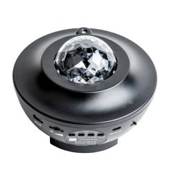 ULI-Q333 6W-RGBW BLACK Светодиодный светильник-проектор с Bluetooth. Проекция Звездное небо. Встроенный MP3 проигрыватель. 2 колонки. USB разъем. Пульт ДУ в-к. Черный. ТМ Volpe
