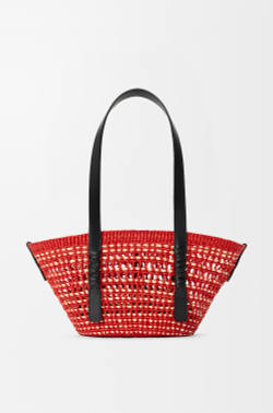 Loewe Небольшая плетеная сумка-корзина Braid из пальмы и телячьей кожи, красный