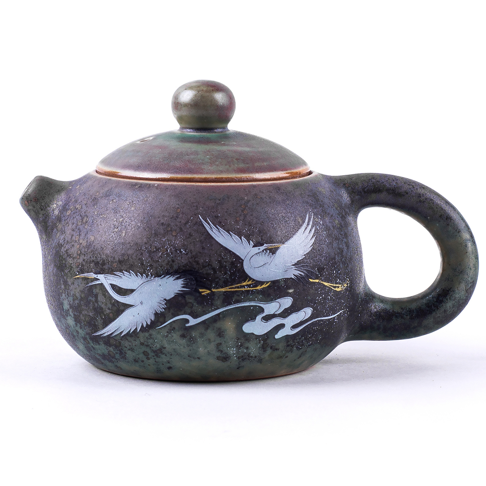 312085Y1 УЦЕНКА Чайник ВИНТАЖНАЯ КЕРАМИКА "Журавли красавицы Сиши", 200 мл, керамика