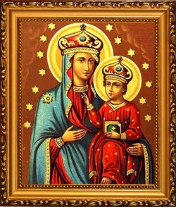 Озерянская икона Божьей Матери на холсте в раме.