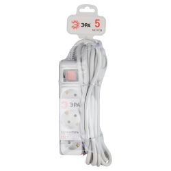 Удлинитель электрический ЭРА U-3es-5m-3x1,5 с заземлением с выключателем 3 розетки 5м ПВС 3x1,5мм2 16А