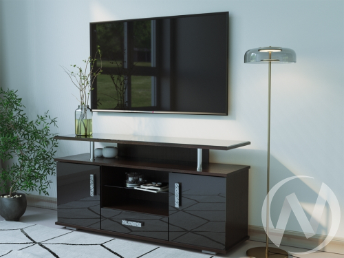 Подставка под ТВ 022М МДФ (венге/черный глянец)