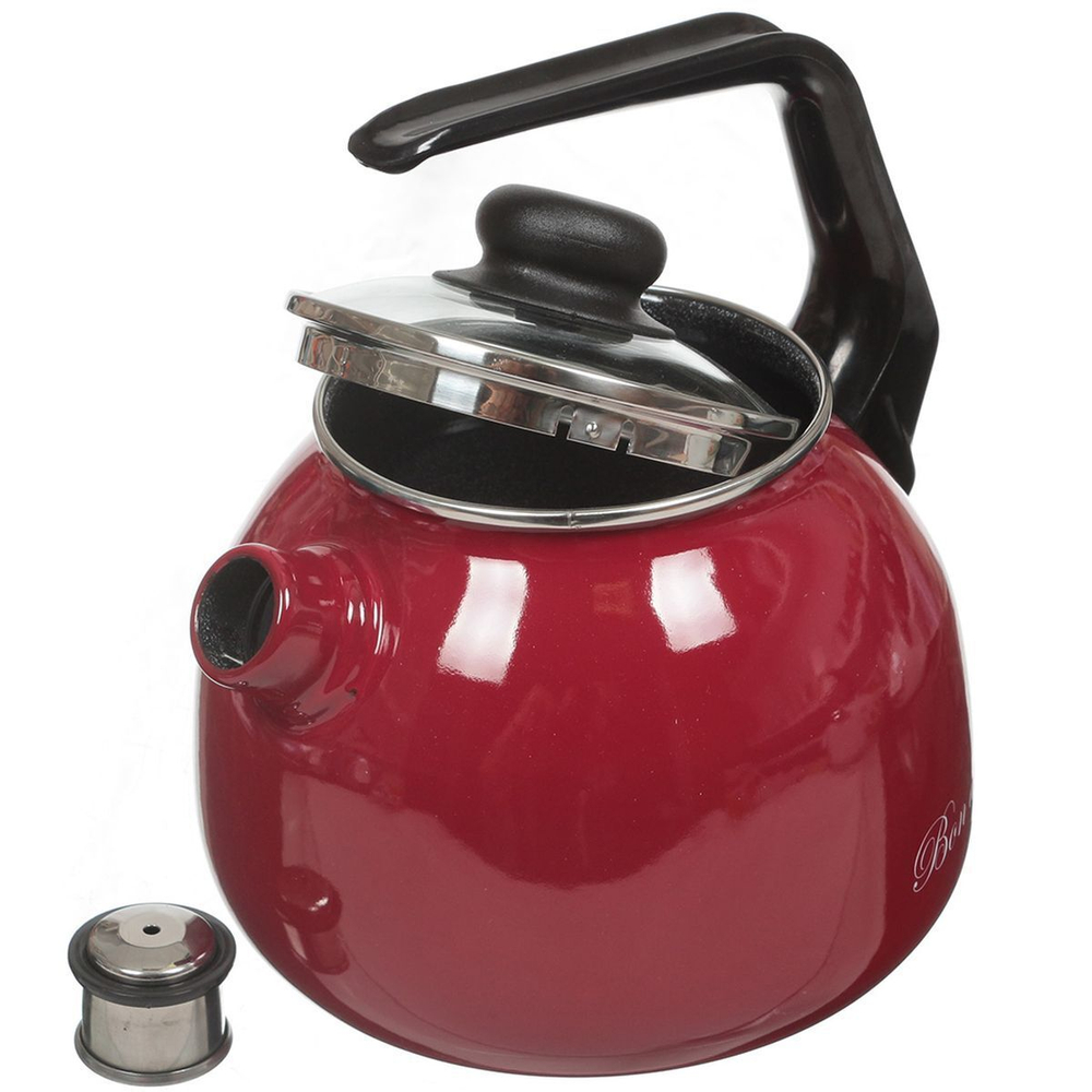 Чайник сталь, эмал, 3 л, свист, руч консоль, Vitross, Bon Appetit, вишн, 1RС12