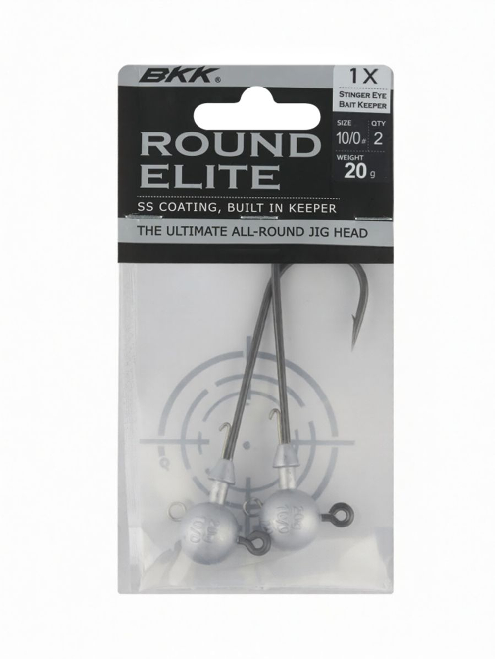 Джиг-головка для рыбалки BKK Round Elite-Stinger Eye Bait Keeper, размер крючка 12/0, вес 20г, 2 шт.