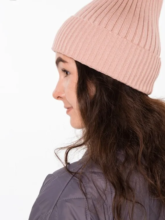 Шапка женская демисезонная , цвет пудра, размер 52-56