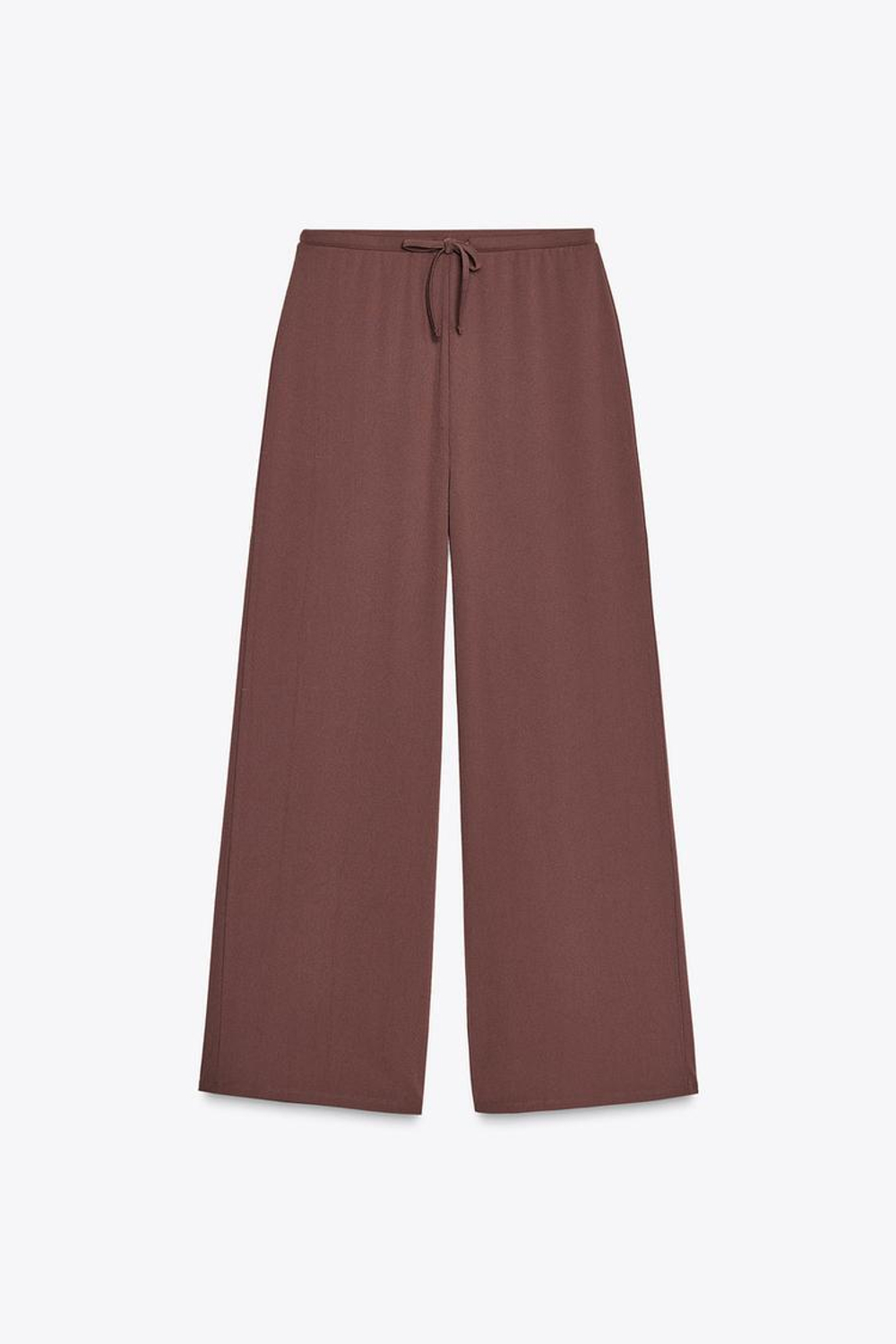 ZARA БРЮКИ STRAIGHT-LEG ИЗ РЕЛЬЕФНОЙ ТКАНИ, КОРИЧНЕВЫЙ