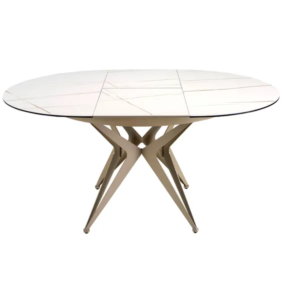 Круглый раздвижной обеденный стол 1119/MC22018DT из мраморной керамики и стали