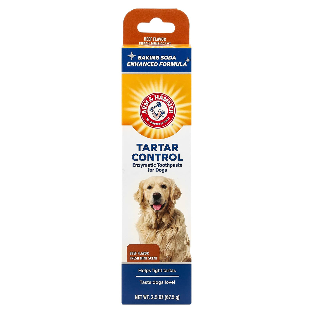 Arm & Hammer, ферментативная зубная паста для собак, для предотвращения образования зубного камня, говядина, 67,5 г (2,5 унции)