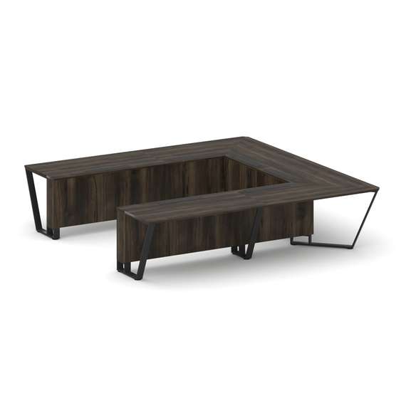 Steel Meet Стол переговорный П-образный KDK-PR.B.SP-11P Дуб Мали/Металл Черный 3200*3200*750