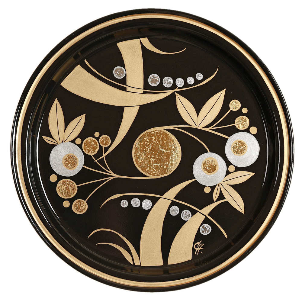 Жостовский поднос декоративный, размер 22 см (A5), металлический