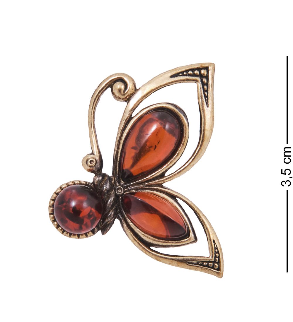 AM-4167 Брошь «Бабочка Мими» (латунь, янтарь)