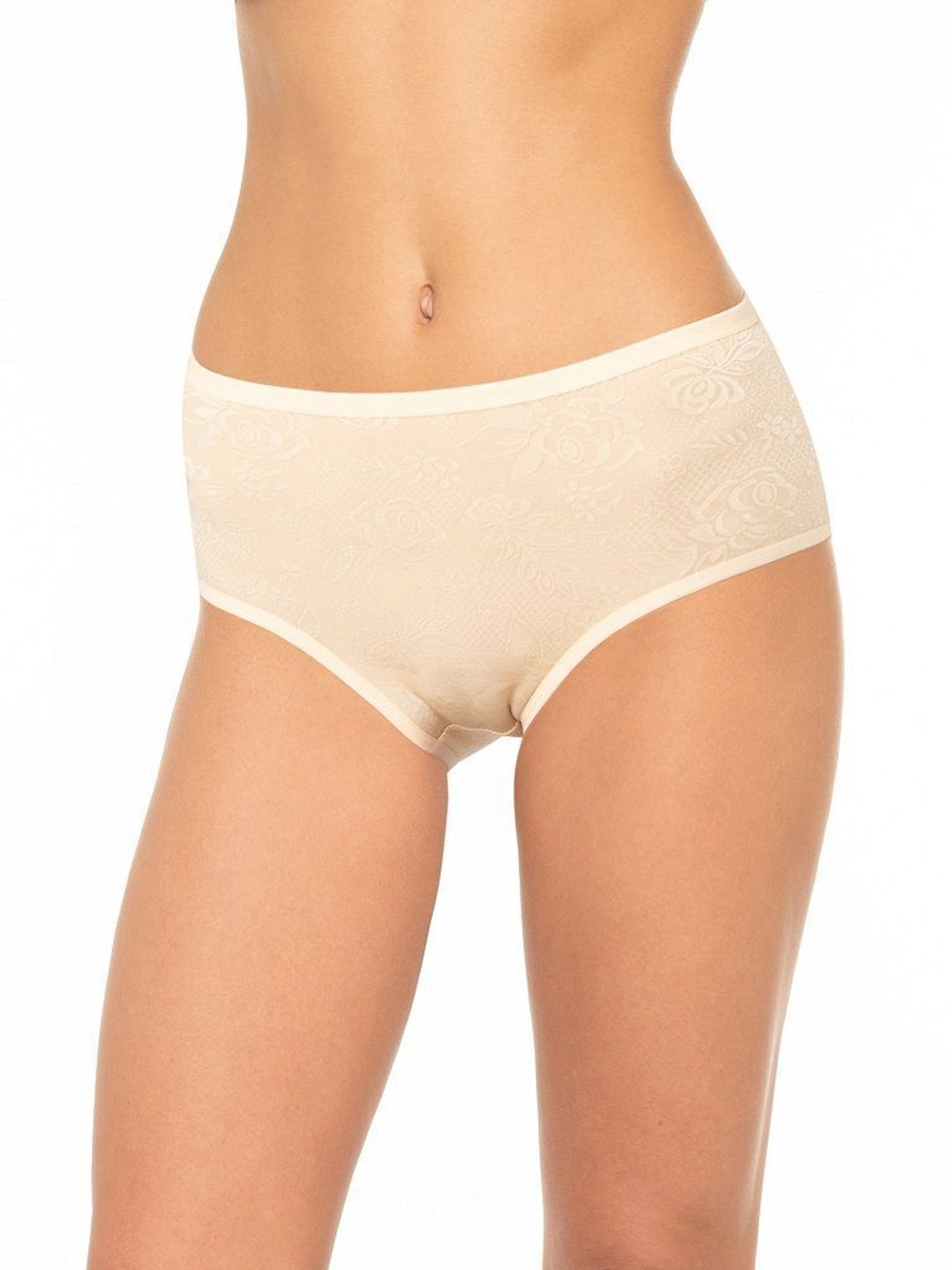 Высокие трусики с жаккардовой лицевой частью (Размер: XXL) (Цвет: бежевый)