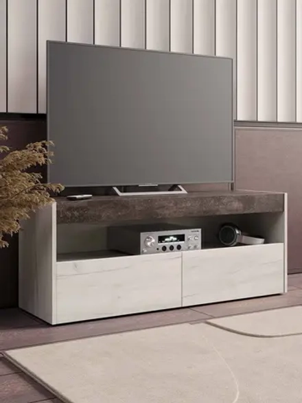 ТВ тумба Вегас Дуб Крафт Белый/Ателье темн.