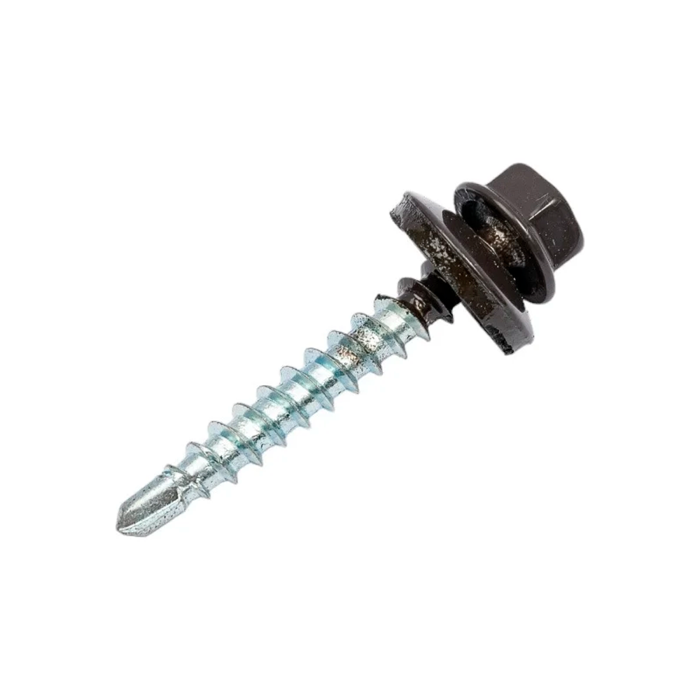 Саморез кровельный 4,8x29 RAL 8019 серо-коричневый, по дереву