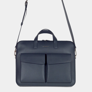 Сумка для ноутбука и документов Bocage Business из гладкой кожи теленка, синего цвета
