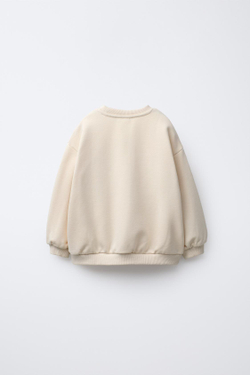 ZARA ТОЛСТОВКА С КАРМАНОМ В ФОРМЕ СЕРДЦА, ВАНИЛЬНЫЙ