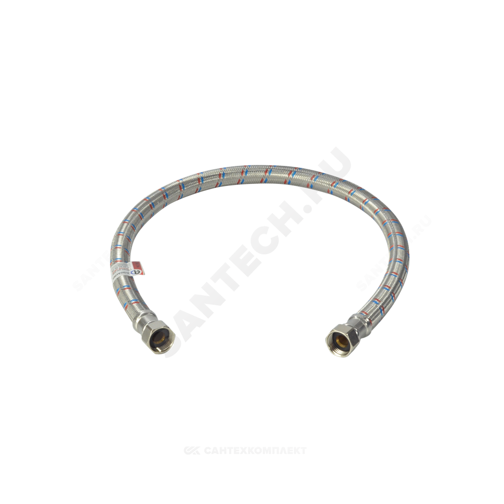 Подводка гибкая для воды нержавеющая оплетка ГИГАНТ 1/2" г-г L=1м AQUALINE 04935