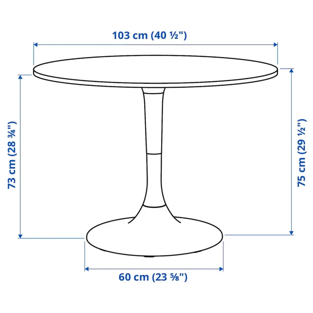 Стол круглый - IKEA DOCKSTA, 103х75 см, белый, ДОКСТА ИКЕА