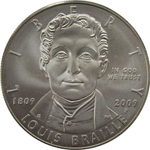 1 доллар 2009 P "200 лет Луи Брайлю"