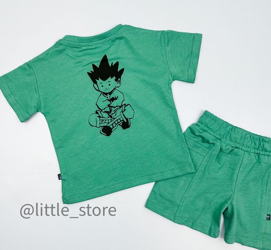 Комплект хлопковый с шортами, Шалфей