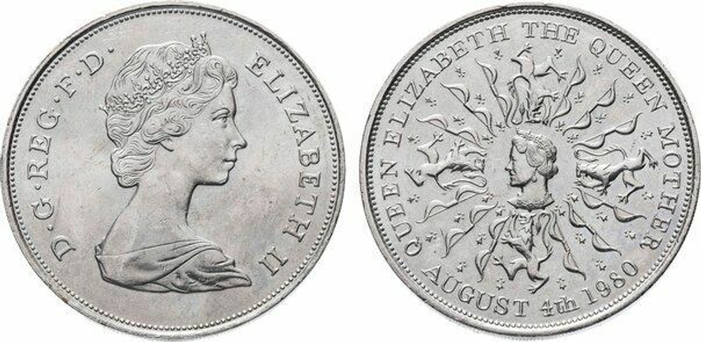 Великобритания 25 пенсов, 1980 80 лет со дня рождения Королевы-Матери